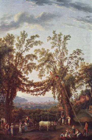 Jakob Philipp Hackert Der Herbst: Weinlese und Blick auf Sorrent den Golf und die Inseln china oil painting image